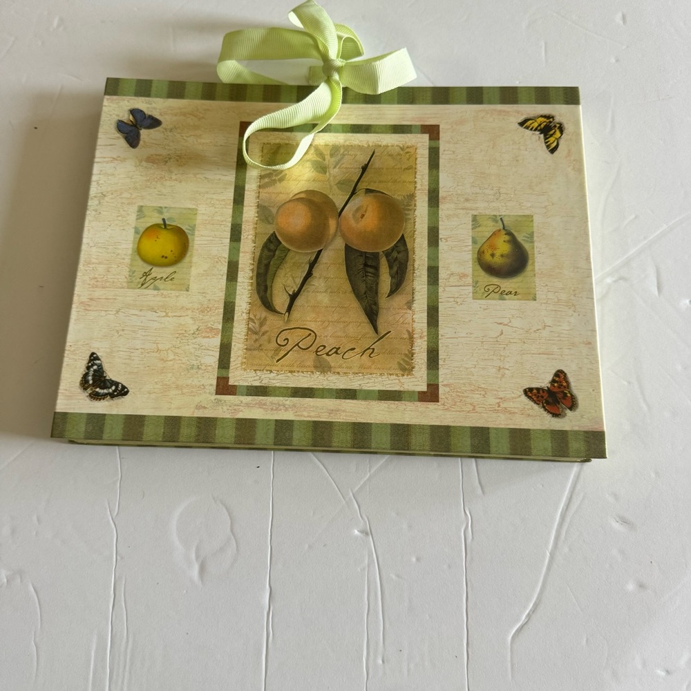 Fruit-Themed Decorative recipe or receipt organizer with Ribbon